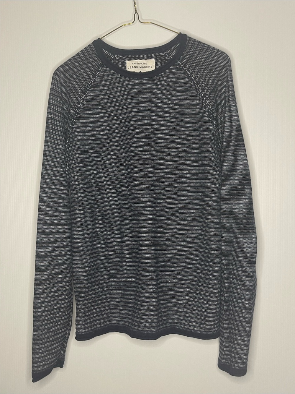 ONLY & SONS Navy and Gray Striped Crewneck Sweater